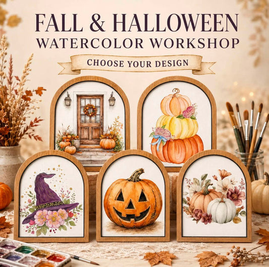 10/13/26 - Bloom & Brush | Halloween & Fall Intro to Watercolors - 6PM