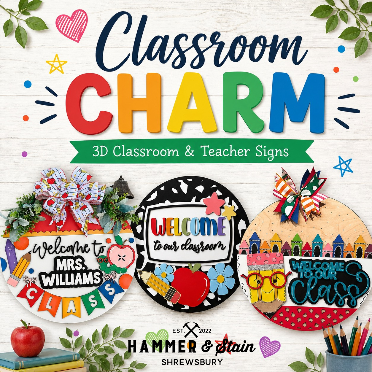08/28/26 - Classroom Charm | 3D Teacher & Classroom Signs - 6PM