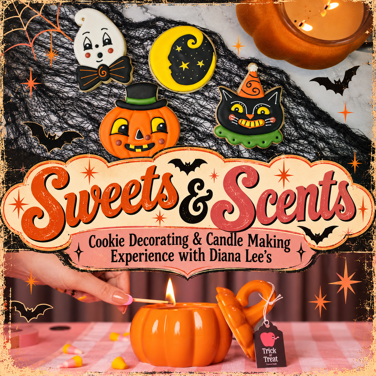 10/16/26 - Sweets & Scents | Cookie Decorating & Candle Making Experience with Diana Lee's - 6PM
