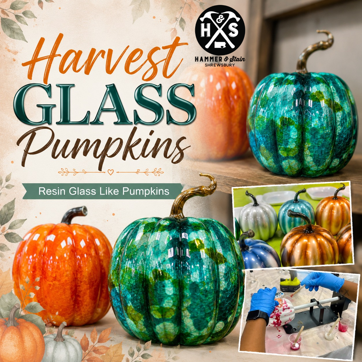 09/01/26 - Harvest Glass Pumpkins | Resin Glass Like Pumpkins - 6PM